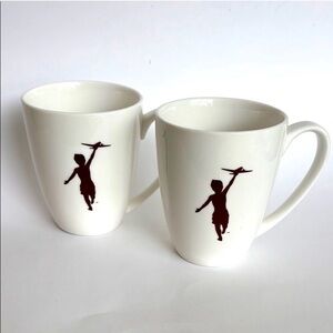 Charming White Mugs with Red Silhouette